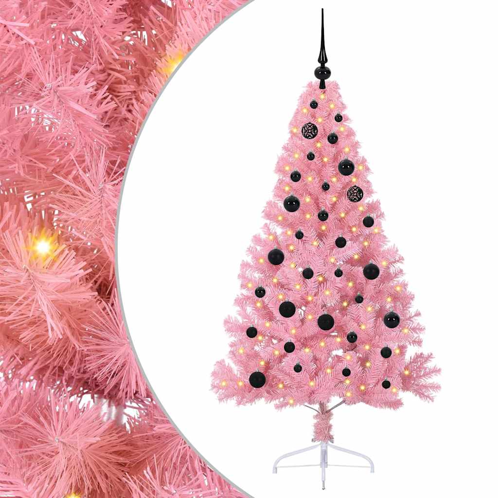 Sapin de Noël artificiel pré-éclairé Rose 150 cm PVC - XIOS