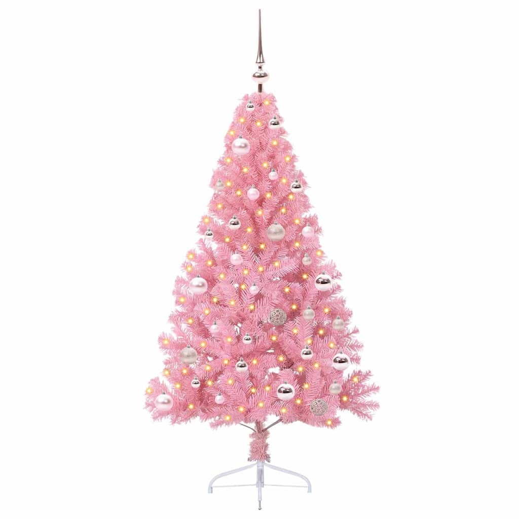 Sapin de Noël artificiel pré-éclairé Rose 150 cm PVC - XIOS