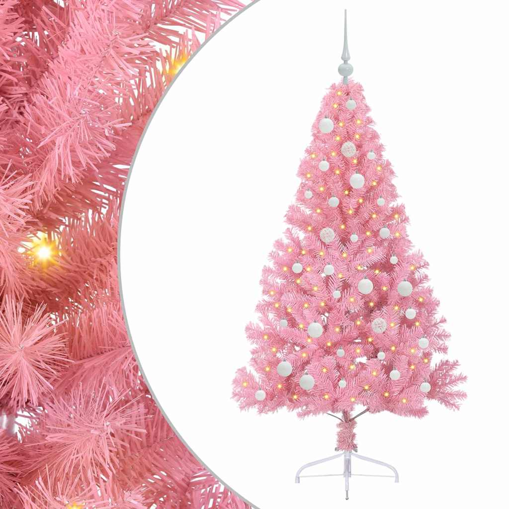 Sapin de Noël artificiel pré-éclairé Rose 150 cm PVC - XIOS
