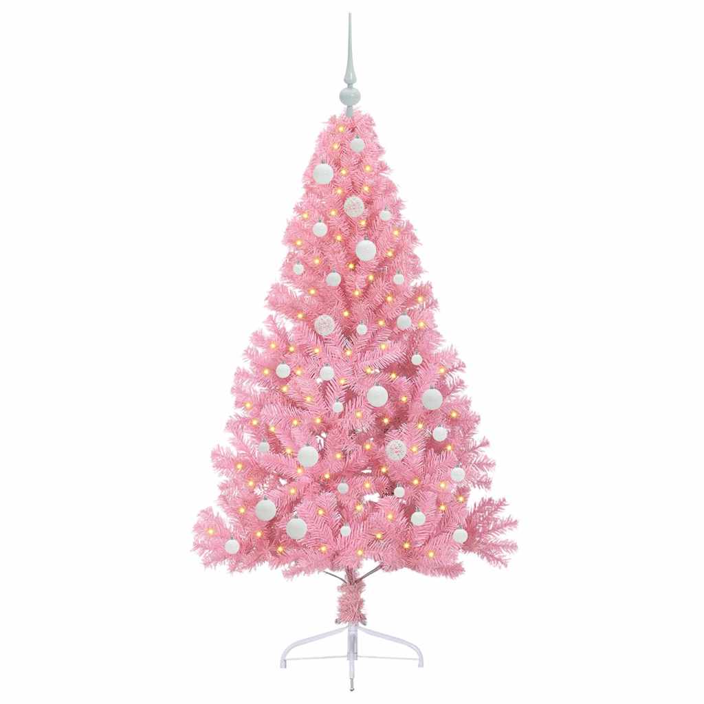 Sapin de Noël artificiel pré-éclairé Rose 150 cm PVC - XIOS