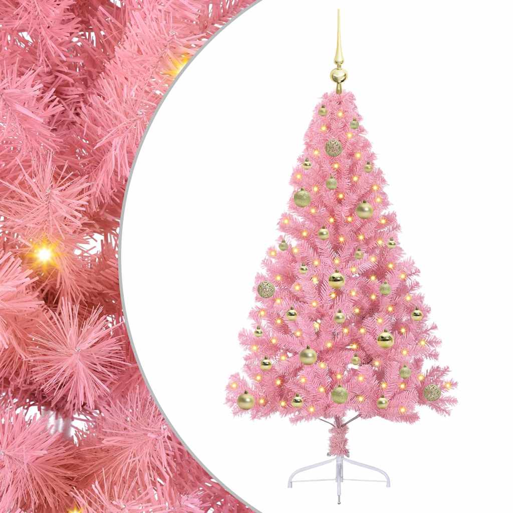 Sapin de Noël artificiel pré-éclairé Rose 150 cm PVC - XIOS