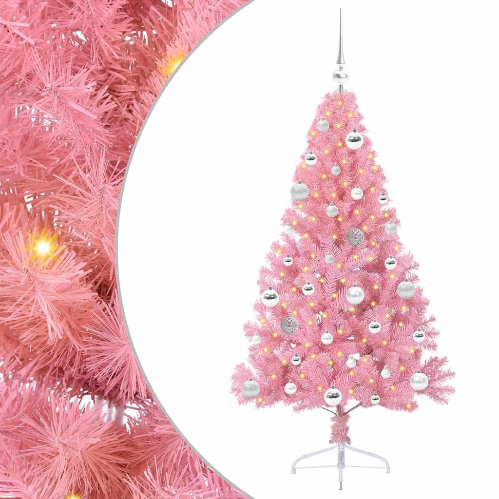 Sapin de Noël artificiel pré-éclairé Rose 150 cm PVC - XIOS