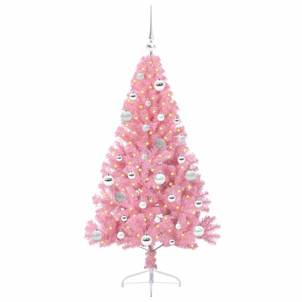 Sapin de Noël artificiel pré-éclairé Rose 150 cm PVC - XIOS