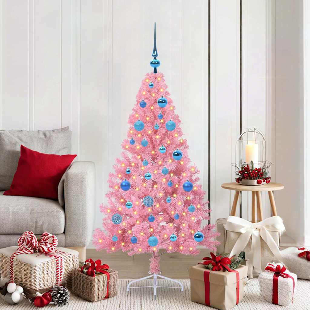 Sapin de Noël artificiel pré-éclairé Rose 150 cm PVC - XIOS