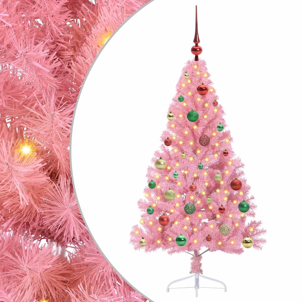 Sapin de Noël artificiel pré-éclairé Rose 150 cm PVC - XIOS