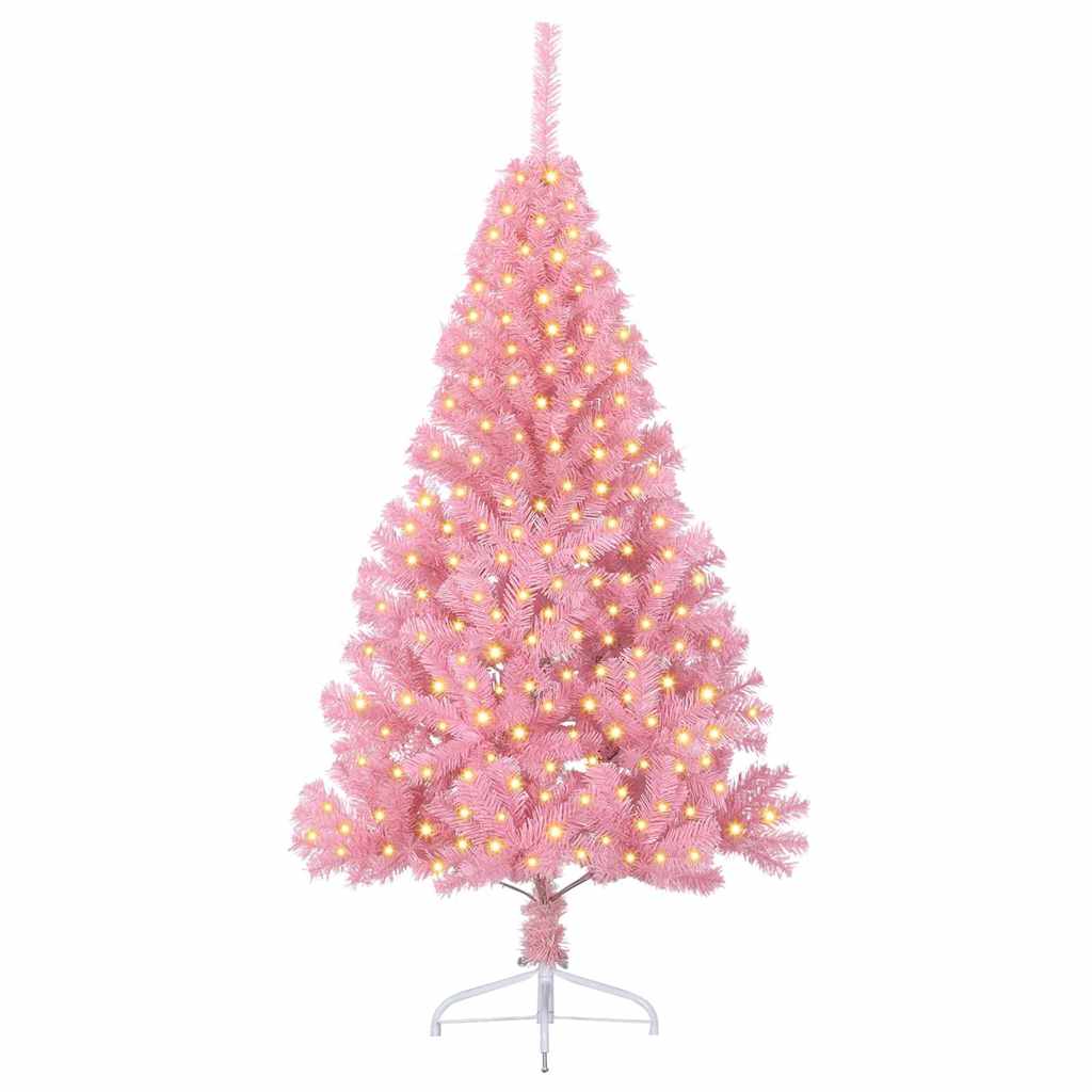 Sapin de Noël artificiel pré-éclairé Rose 180 cm PVC