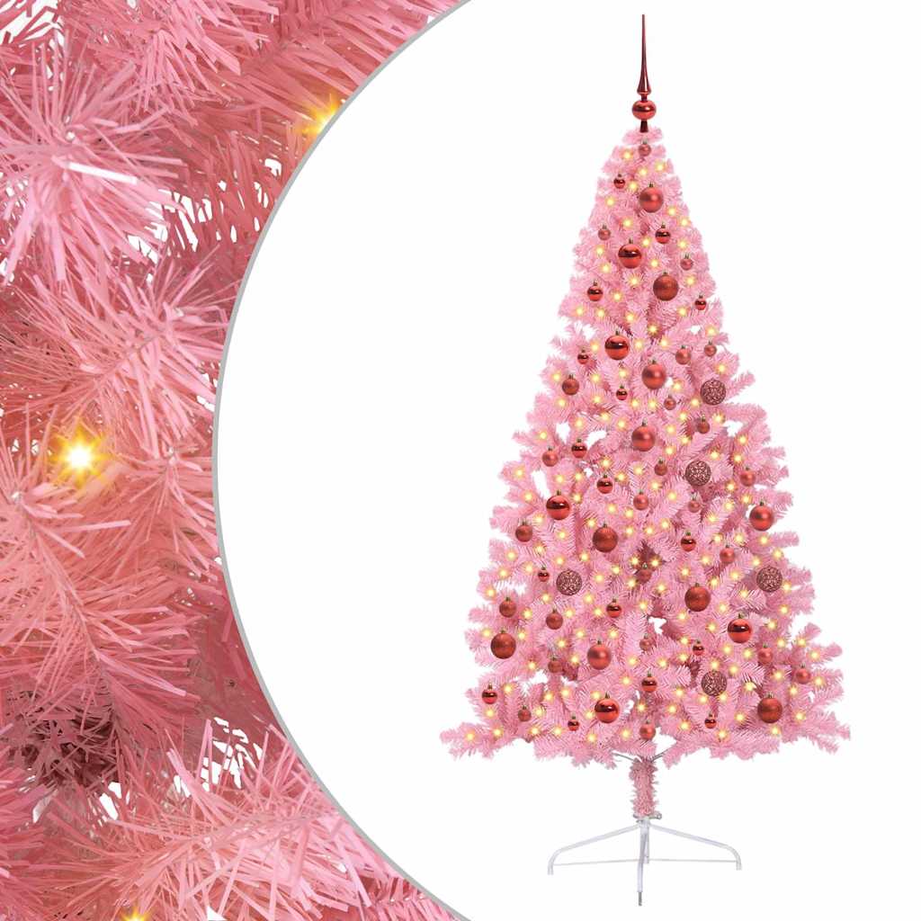 Sapin de Noël artificiel pré-éclairé Rose 180 cm PVC - XIOS