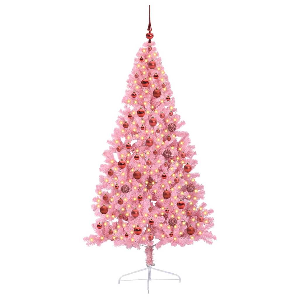 Sapin de Noël artificiel pré-éclairé Rose 180 cm PVC - XIOS
