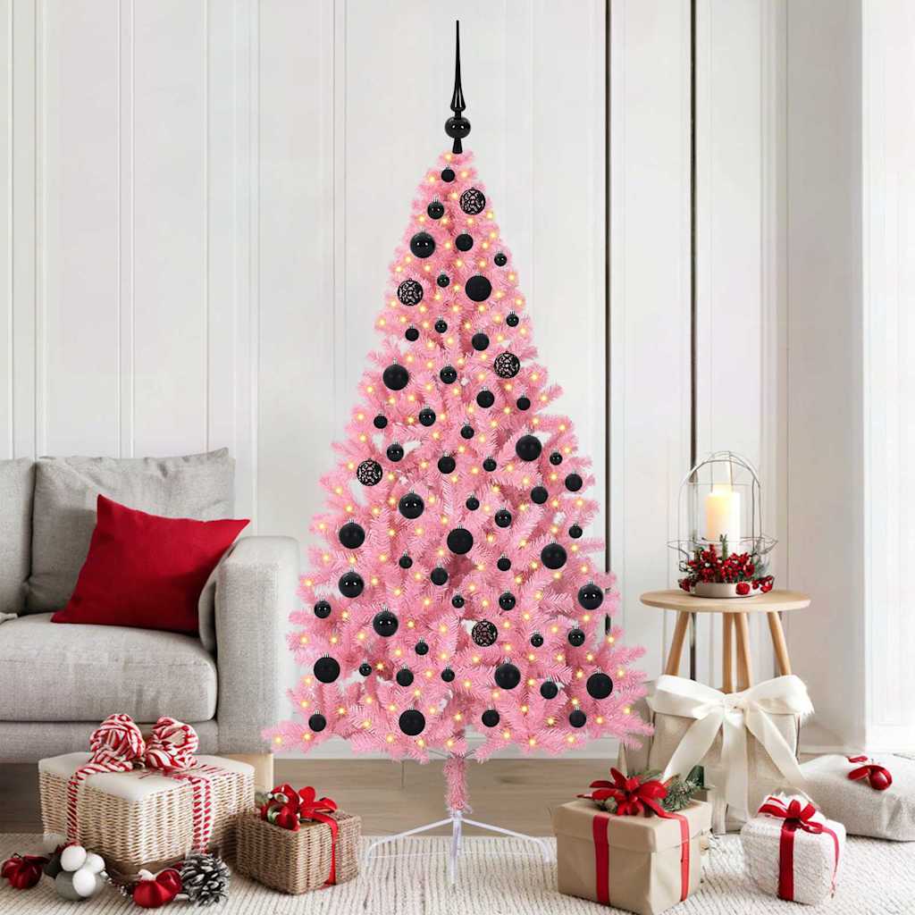 Sapin de Noël artificiel pré-éclairé Rose 180 cm PVC - XIOS