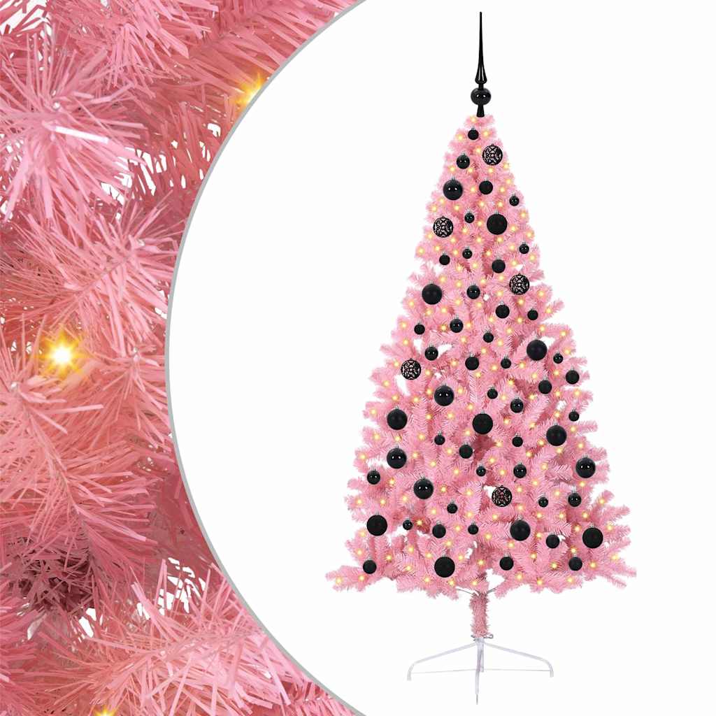 Sapin de Noël artificiel pré-éclairé Rose 180 cm PVC - XIOS