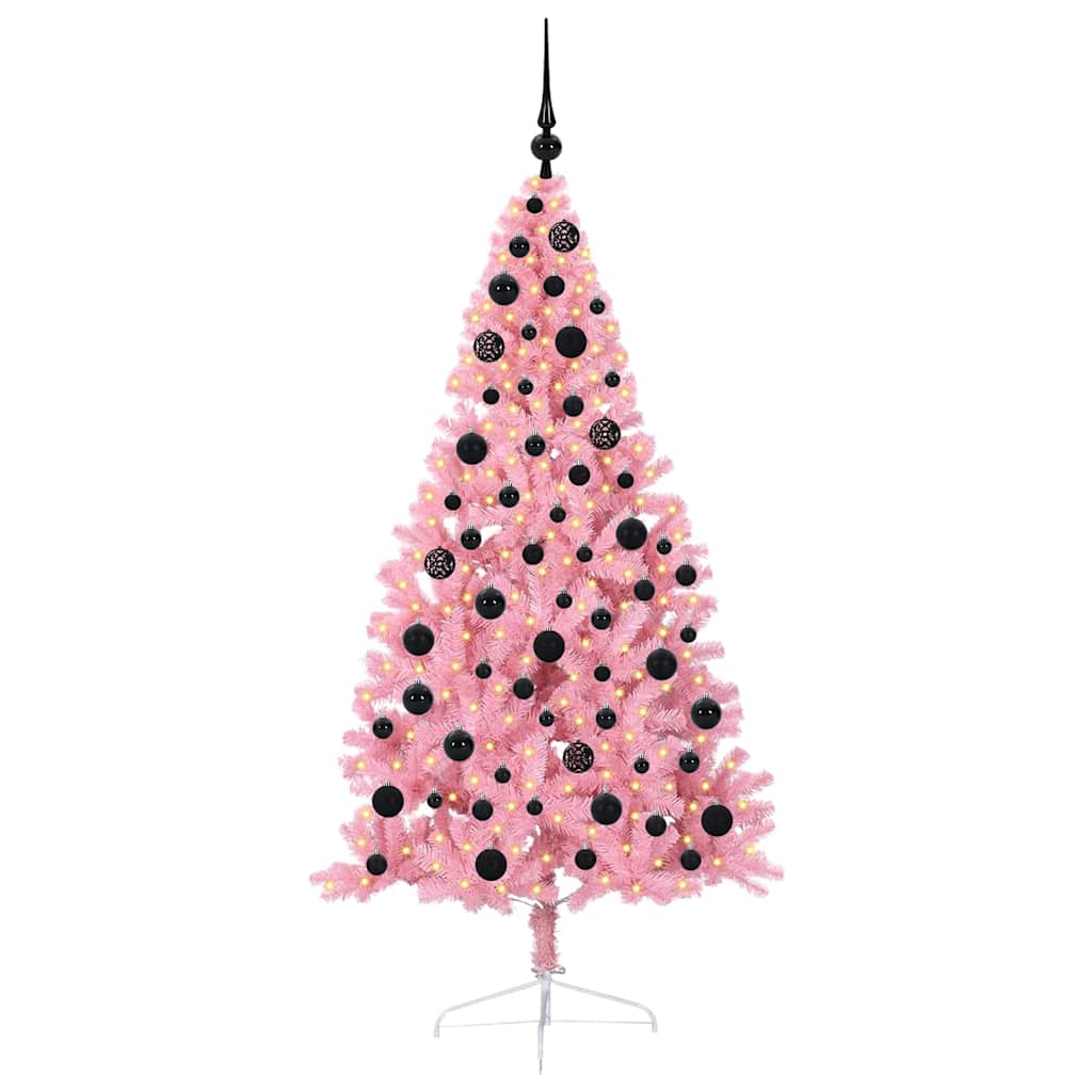 Sapin de Noël artificiel pré-éclairé Rose 180 cm PVC