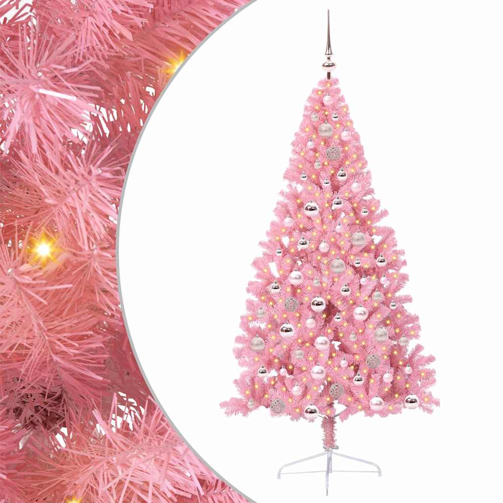 Sapin de Noël artificiel pré-éclairé Rose 180 cm PVC