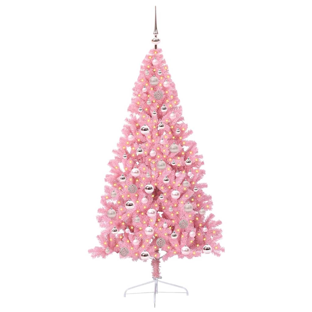 Sapin de Noël artificiel pré-éclairé Rose 180 cm PVC