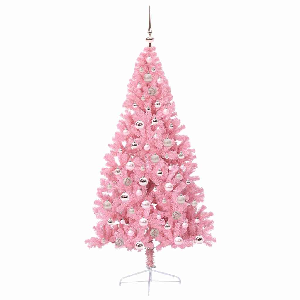 Sapin de Noël artificiel pré-éclairé Rose 180 cm PVC