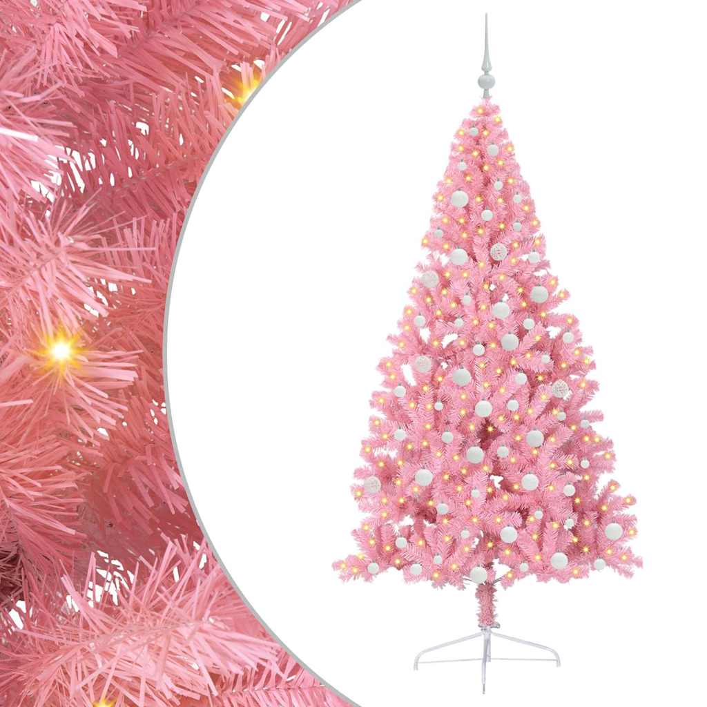 Sapin de Noël artificiel pré-éclairé Rose 180 cm PVC - XIOS