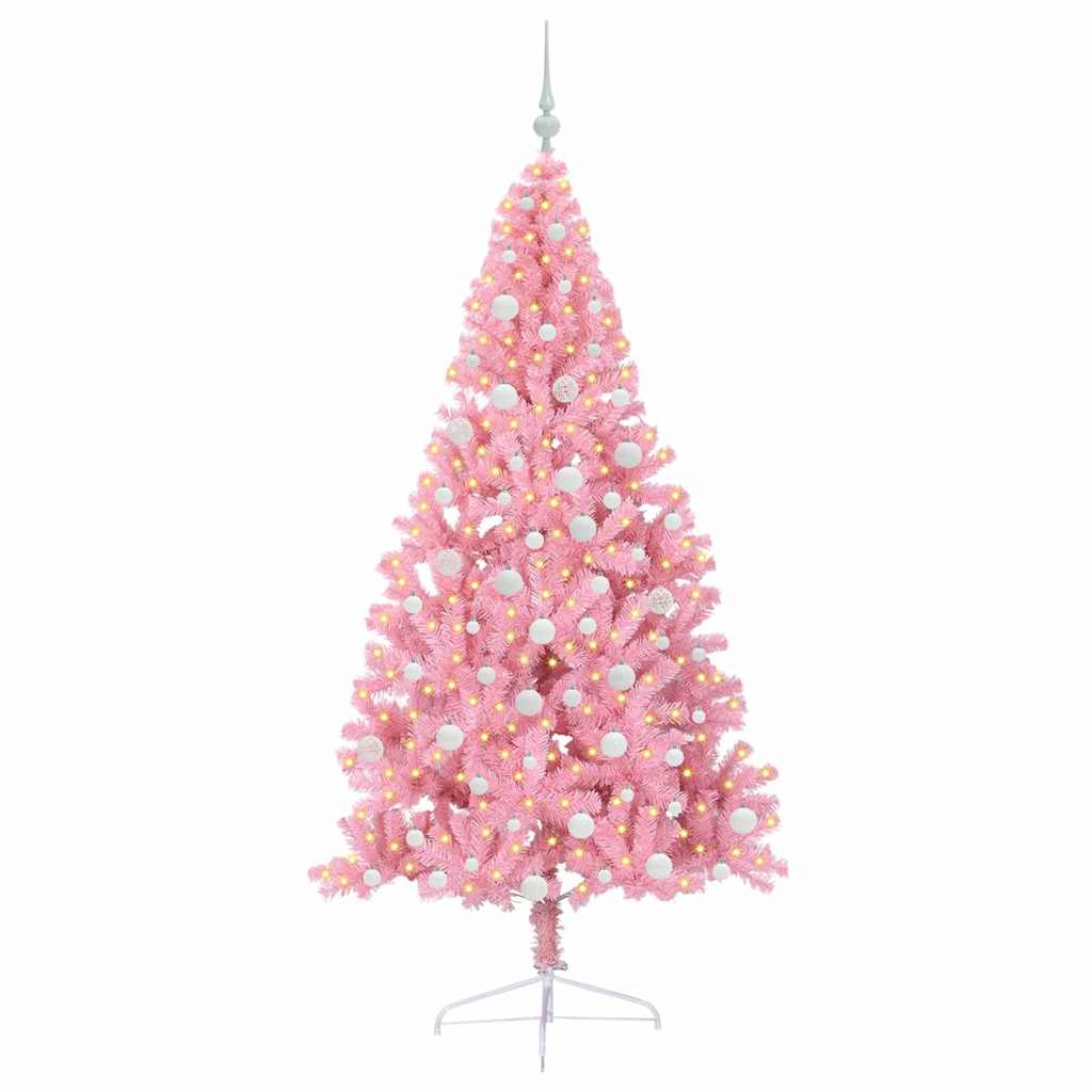 Sapin de Noël artificiel pré-éclairé Rose 180 cm PVC