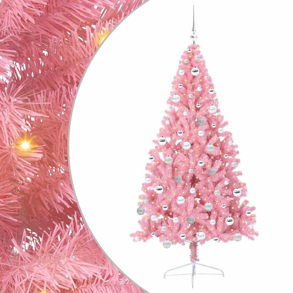 Sapin de Noël artificiel pré-éclairé Rose 180 cm PVC - XIOS