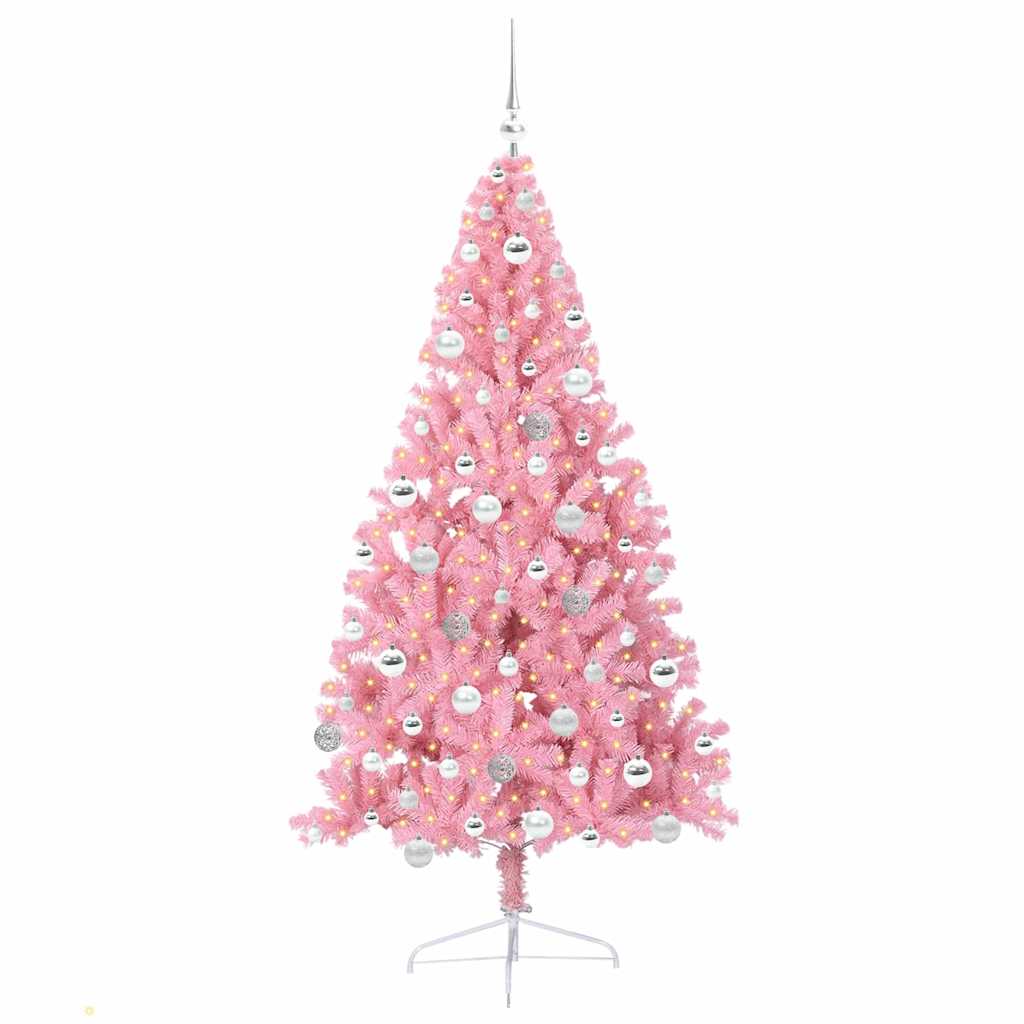 Sapin de Noël artificiel pré-éclairé Rose 180 cm PVC - XIOS