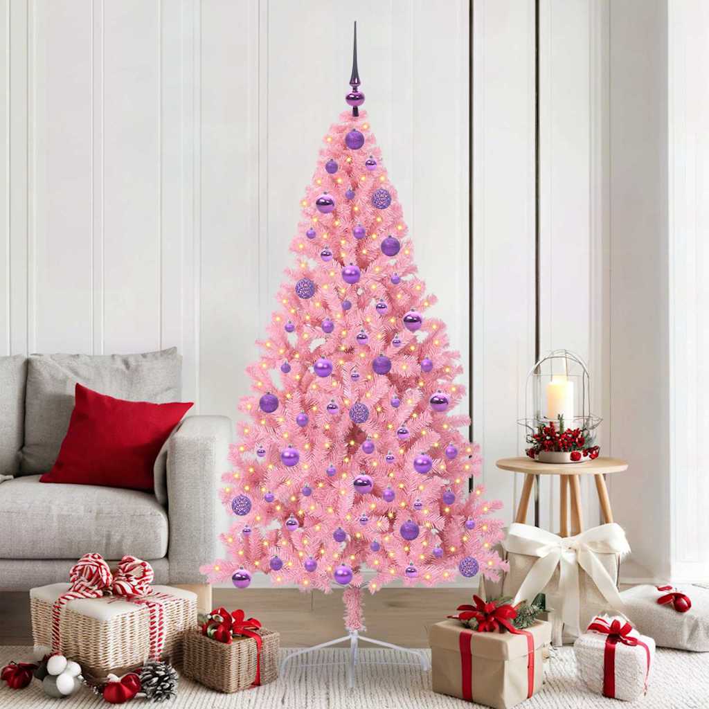 Sapin de Noël artificiel pré-éclairé Rose 180 cm PVC - XIOS