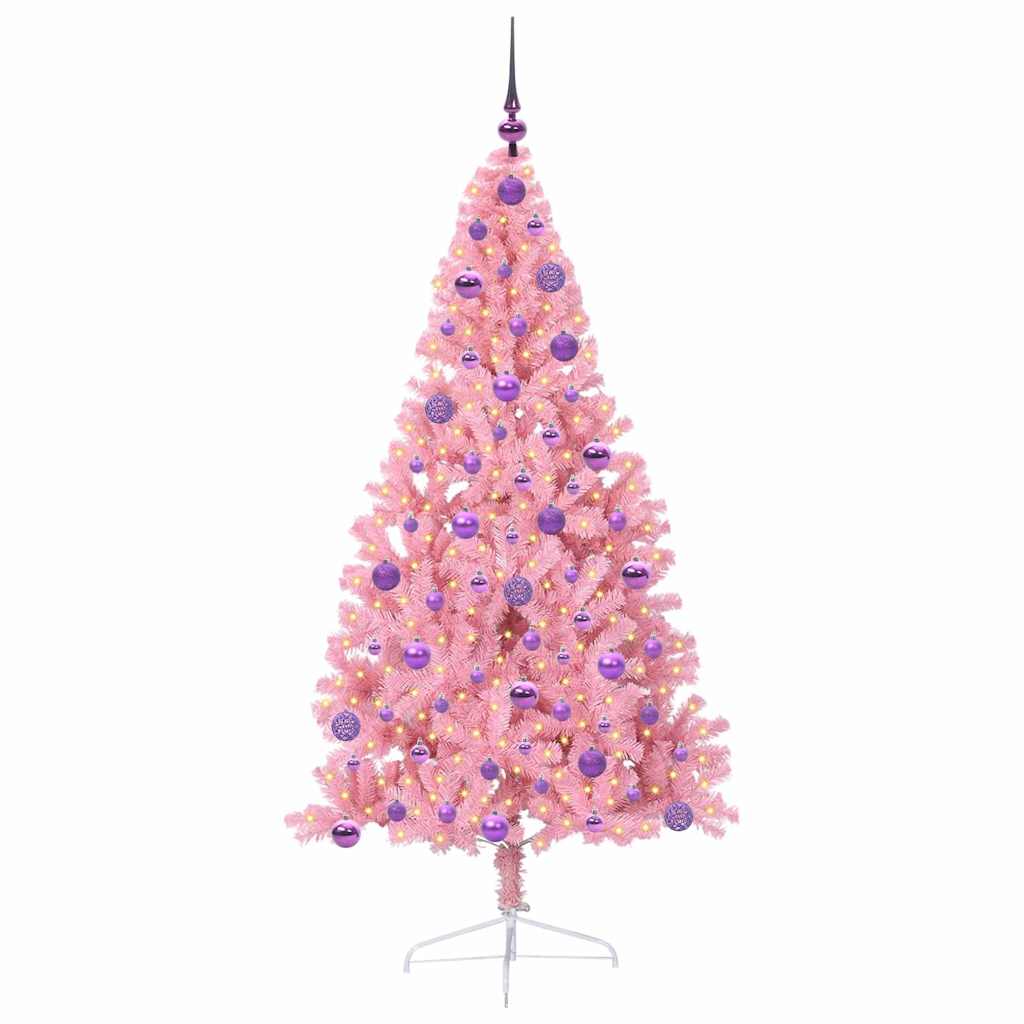 Sapin de Noël artificiel pré-éclairé Rose 180 cm PVC