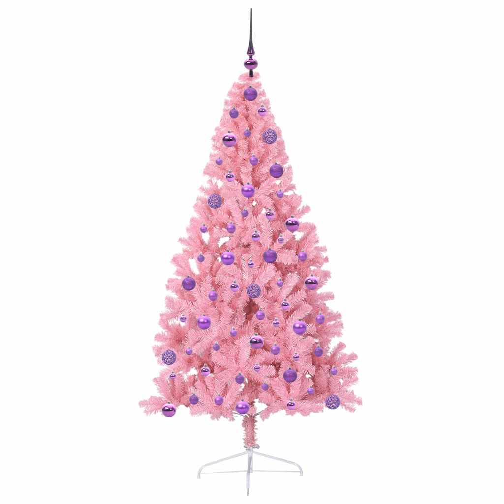 Sapin de Noël artificiel pré-éclairé Rose 180 cm PVC