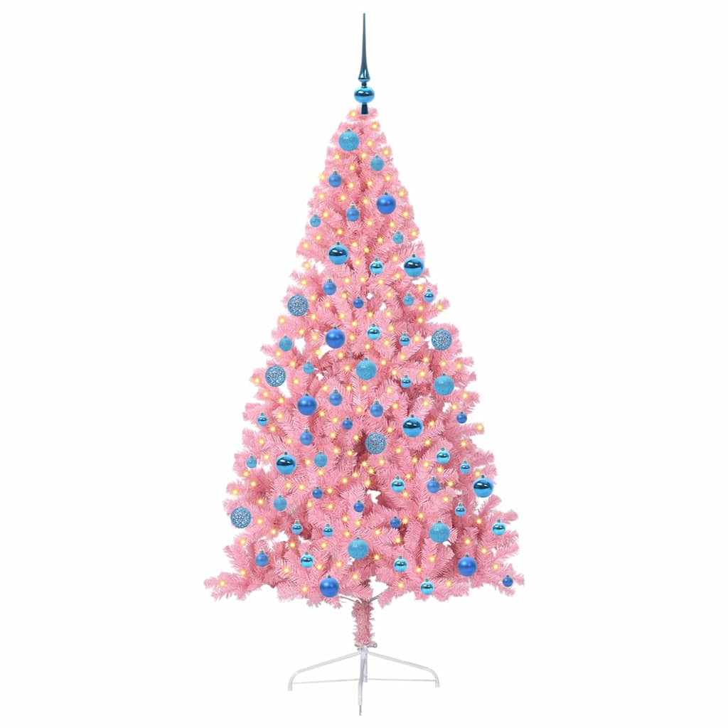 Sapin de Noël artificiel pré-éclairé Rose 180 cm PVC