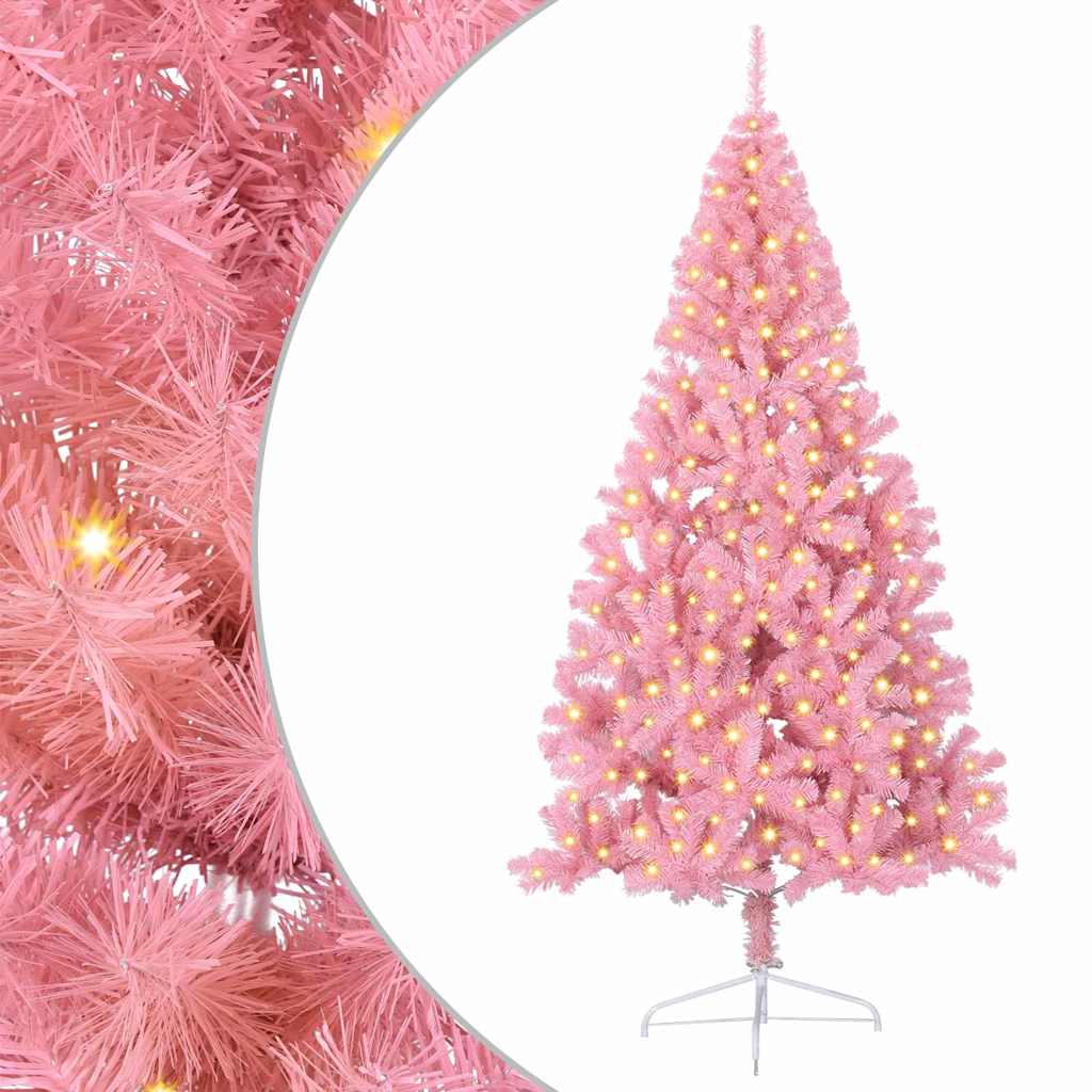 Sapin de Noël artificiel pré-éclairé Rose 240 cm PVC - XIOS