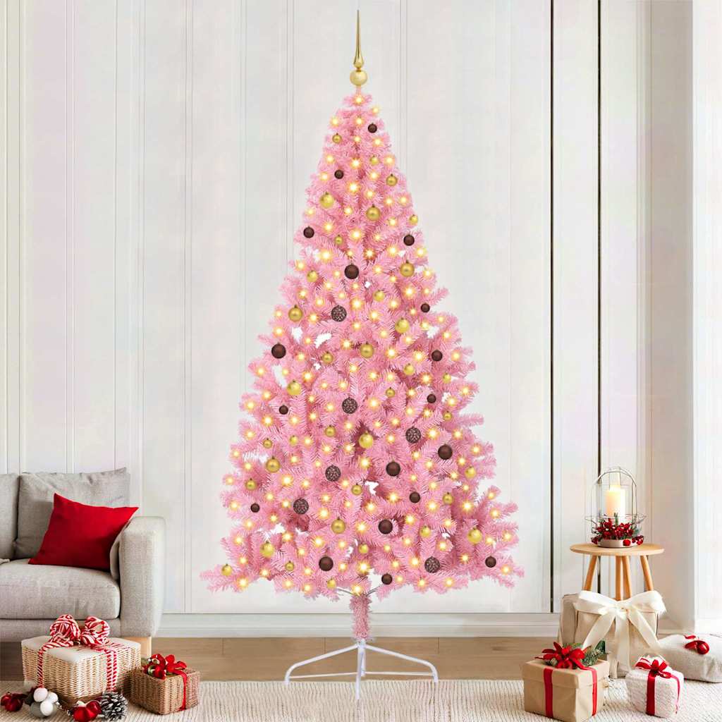Sapin de Noël artificiel pré-éclairé Rose 240 cm PVC
