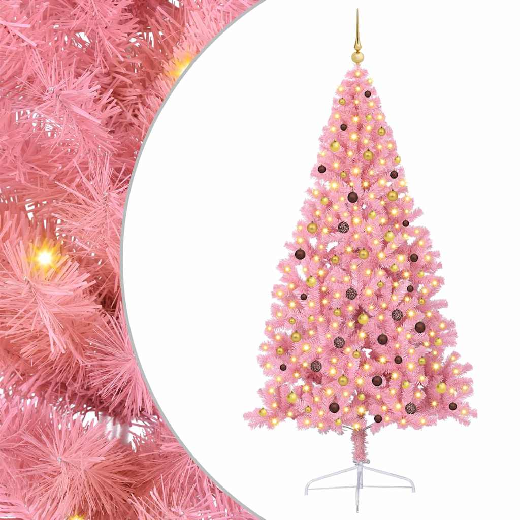 Sapin de Noël artificiel pré-éclairé Rose 240 cm PVC