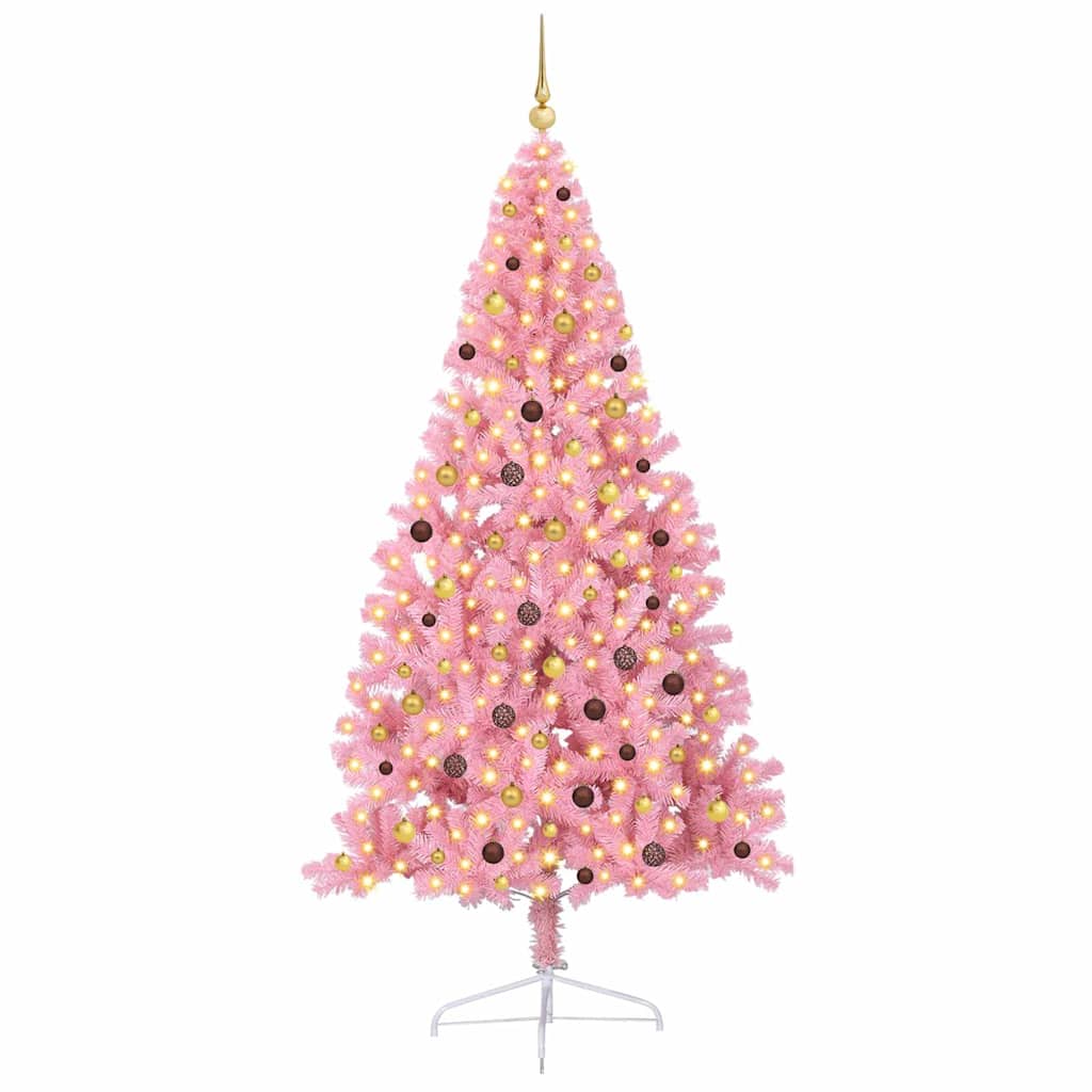 Sapin de Noël artificiel pré-éclairé Rose 240 cm PVC
