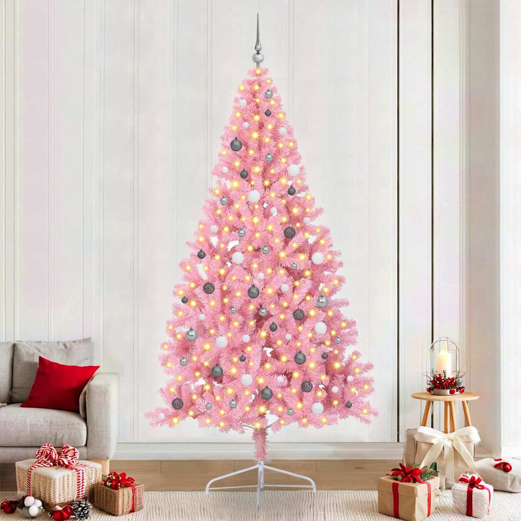 Sapin de Noël artificiel pré-éclairé Rose 240 cm PVC - XIOS
