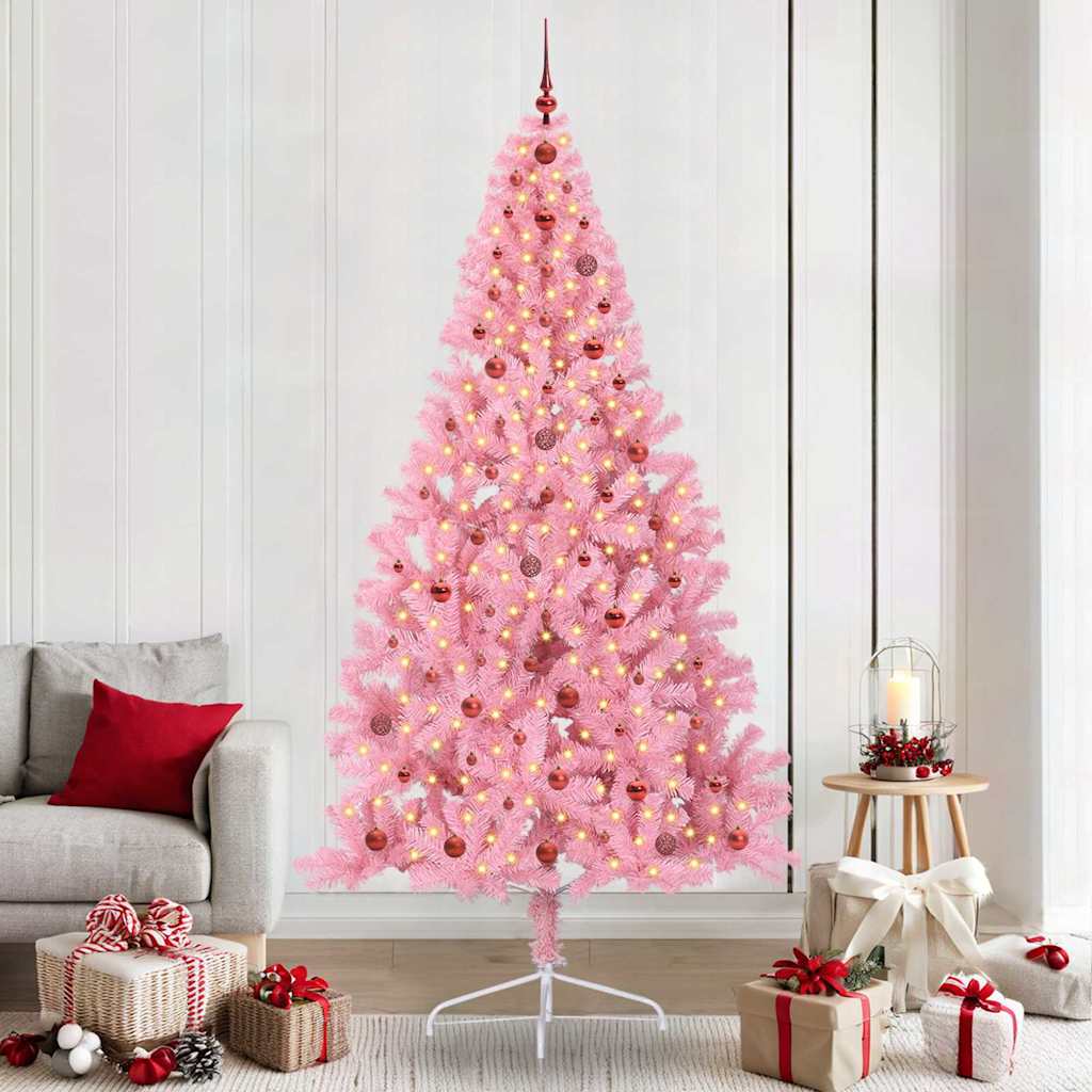 Sapin de Noël artificiel pré-éclairé Rose 240 cm PVC - XIOS
