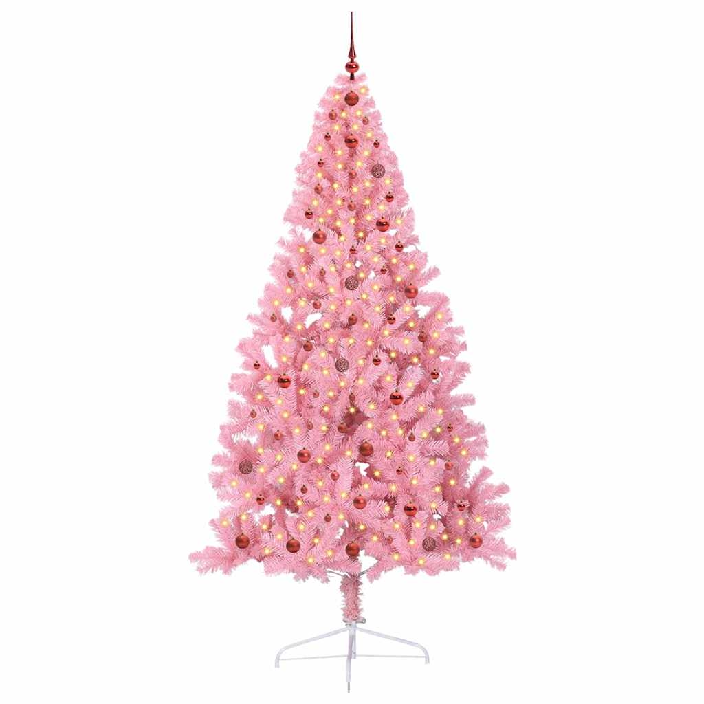 Sapin de Noël artificiel pré-éclairé Rose 240 cm PVC - XIOS