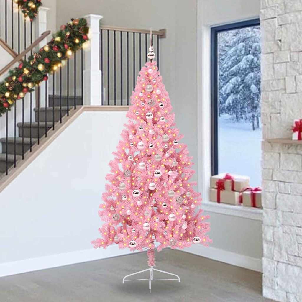 Sapin de Noël artificiel pré-éclairé Rose 240 cm PVC - XIOS
