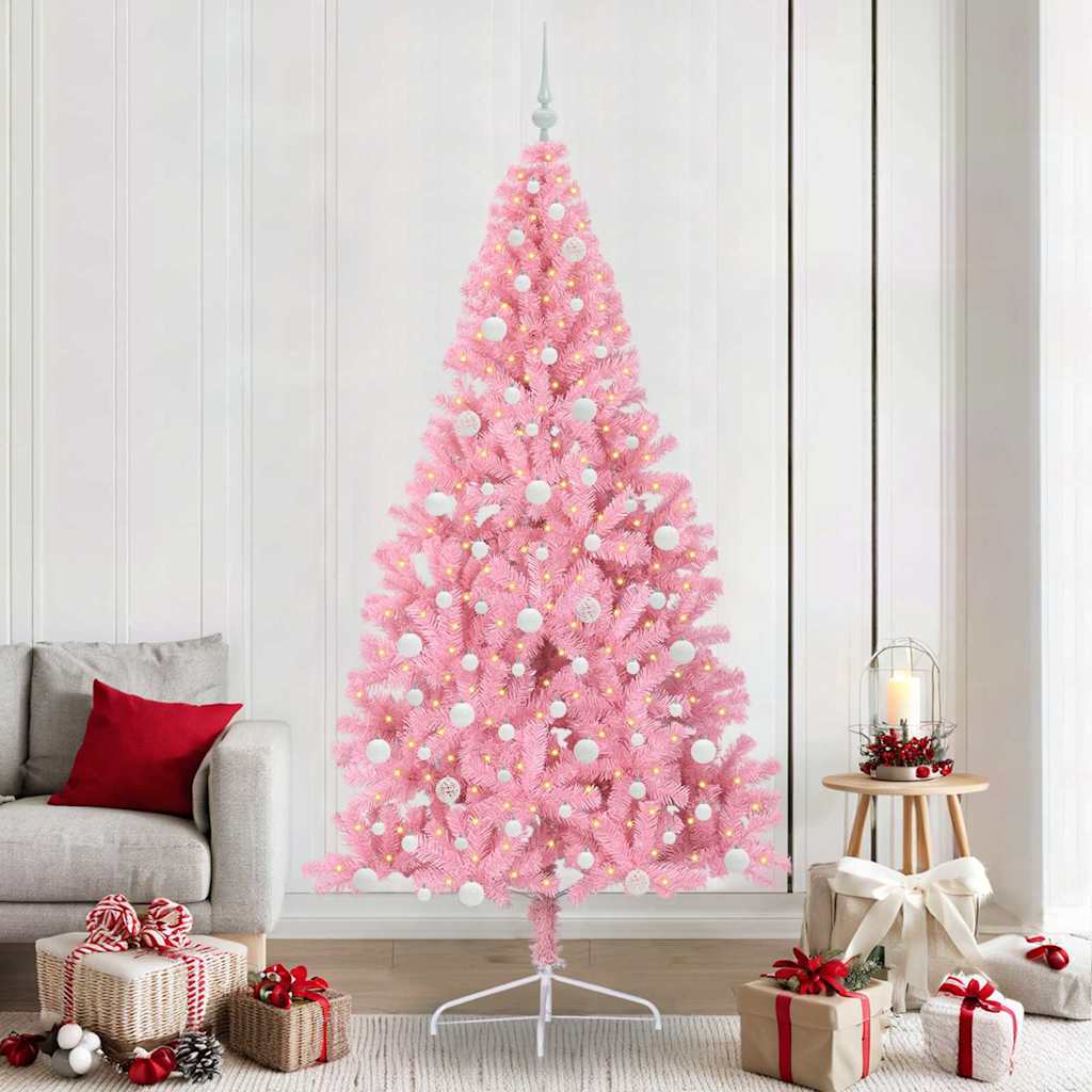 Sapin de Noël artificiel pré-éclairé Rose 240 cm PVC - XIOS