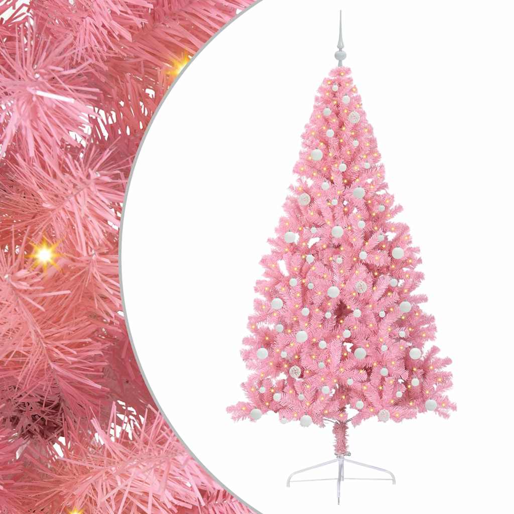 Sapin de Noël artificiel pré-éclairé Rose 240 cm PVC - XIOS