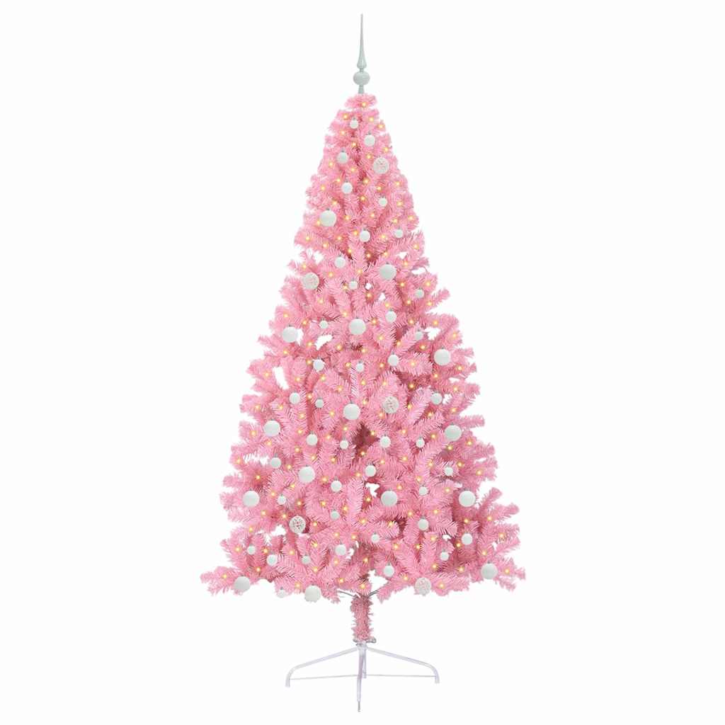 Sapin de Noël artificiel pré-éclairé Rose 240 cm PVC - XIOS
