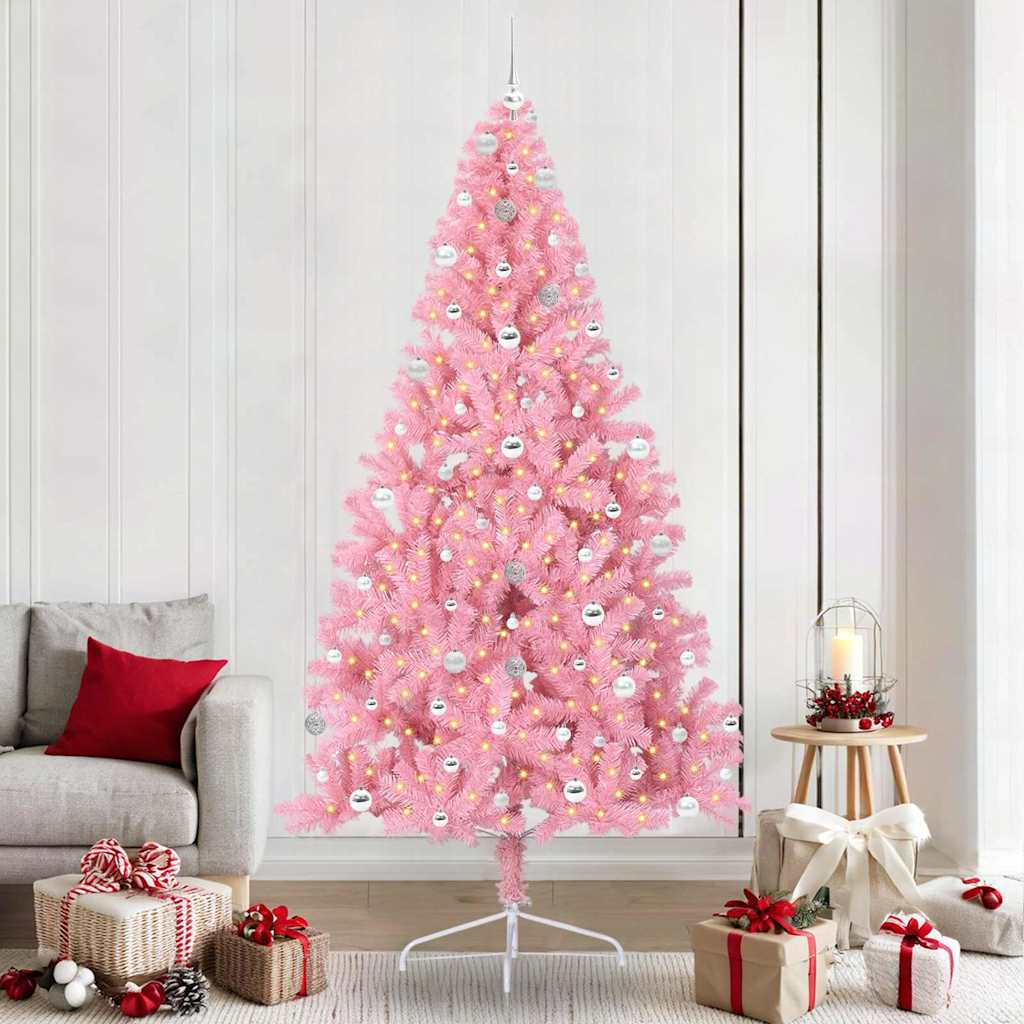Sapin de Noël artificiel pré-éclairé Rose 240 cm PVC - XIOS