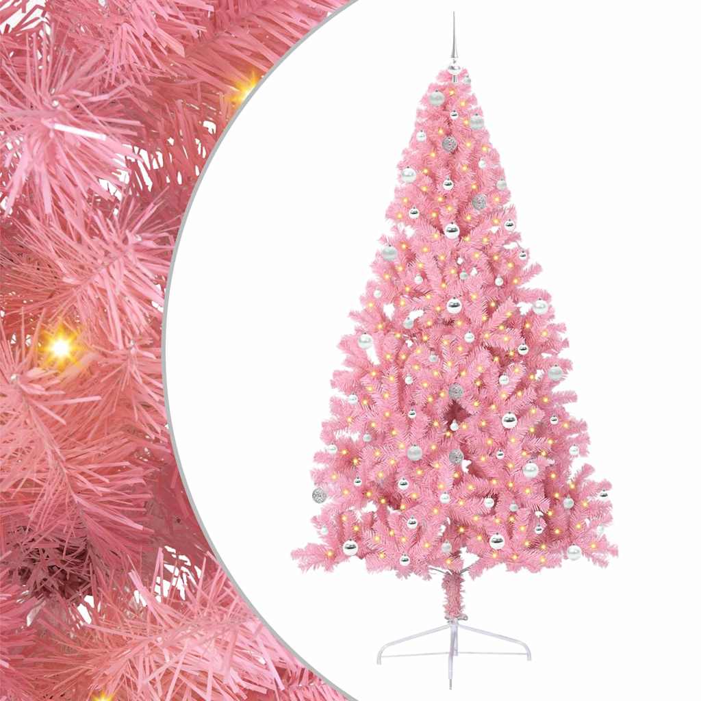 Sapin de Noël artificiel pré-éclairé Rose 240 cm PVC - XIOS