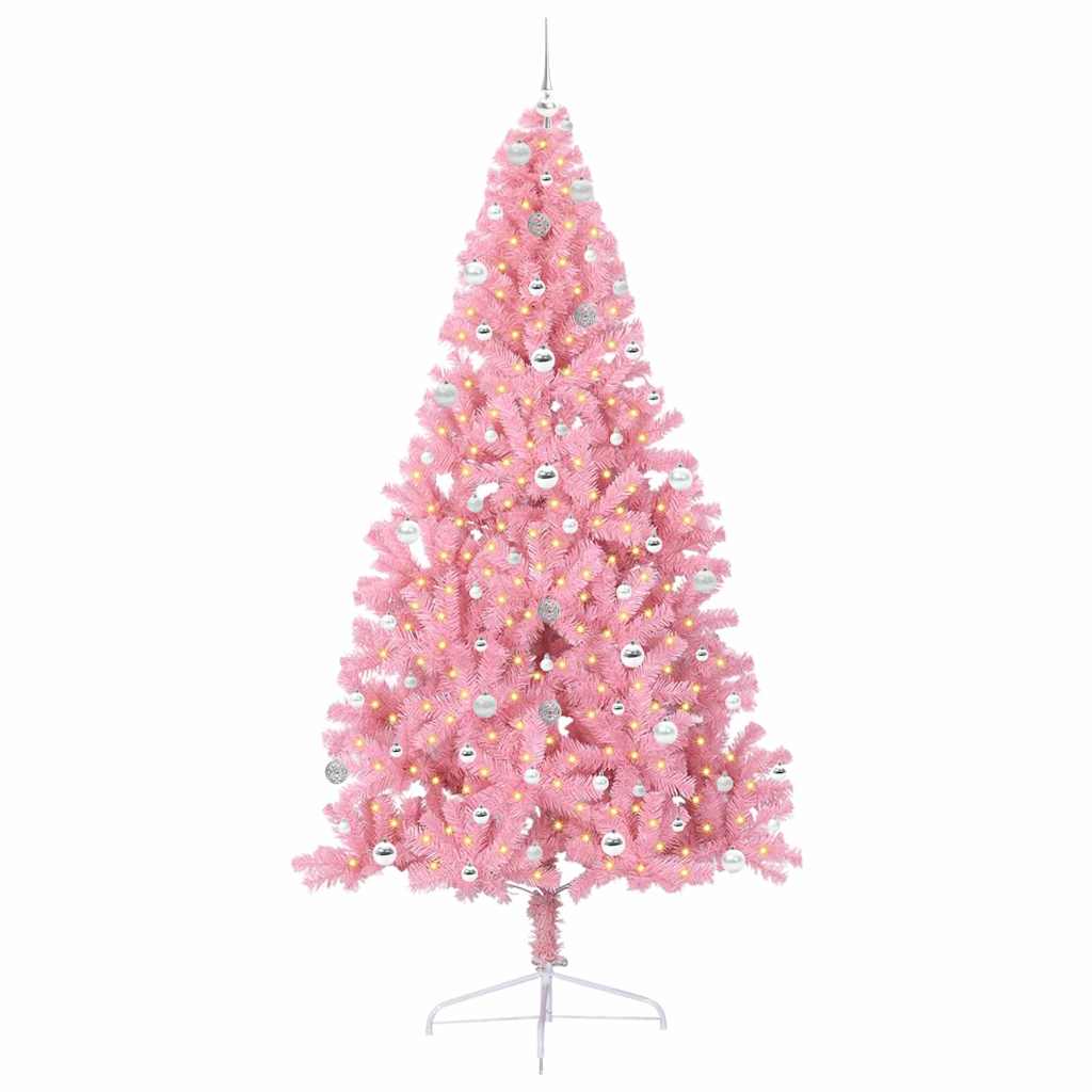 Sapin de Noël artificiel pré-éclairé Rose 240 cm PVC - XIOS