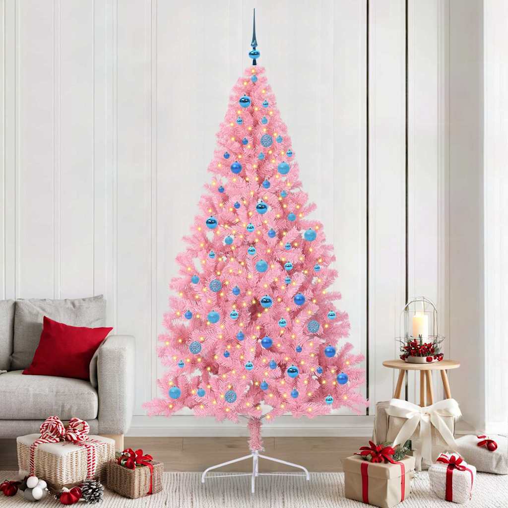 Sapin de Noël artificiel pré-éclairé Rose 240 cm PVC - XIOS