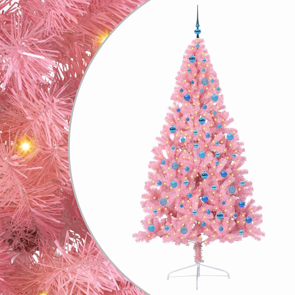 Sapin de Noël artificiel pré-éclairé Rose 240 cm PVC - XIOS