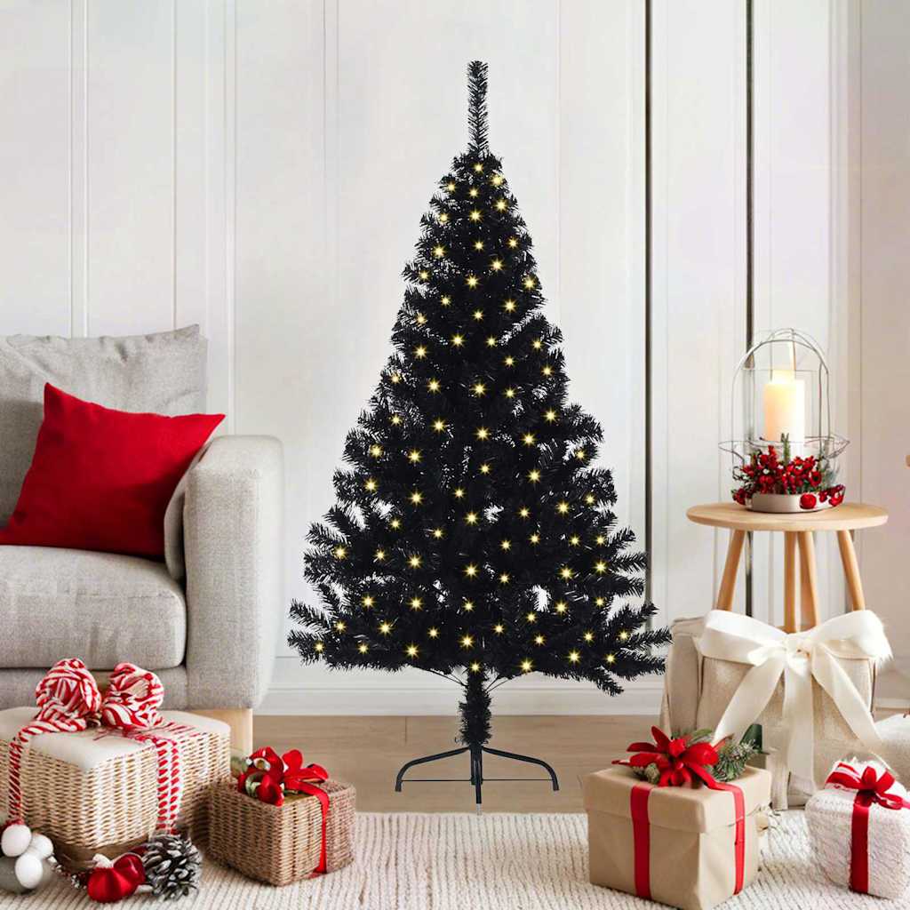 Sapin de Noël artificiel pré-éclairé Noir 120 cm PVC - XIOS