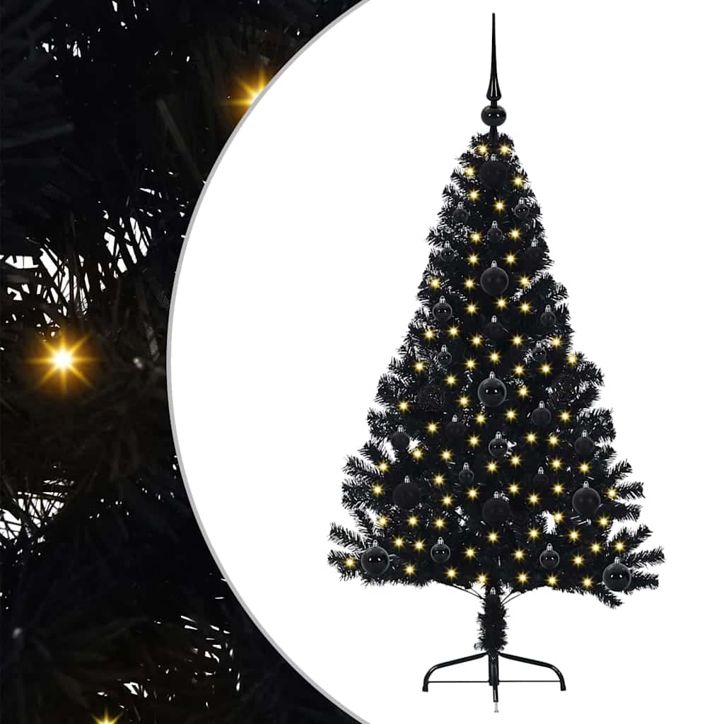 Sapin de Noël artificiel pré-éclairé Noir 120 cm PVC - XIOS