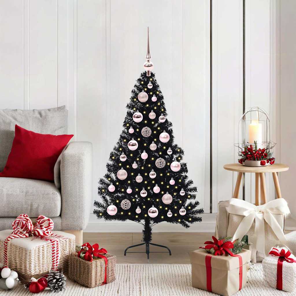 Sapin de Noël artificiel pré-éclairé Noir 120 cm PVC - XIOS