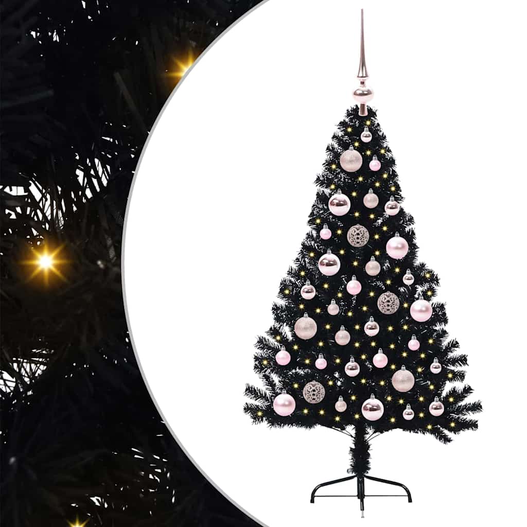 Sapin de Noël artificiel pré-éclairé Noir 120 cm PVC - XIOS