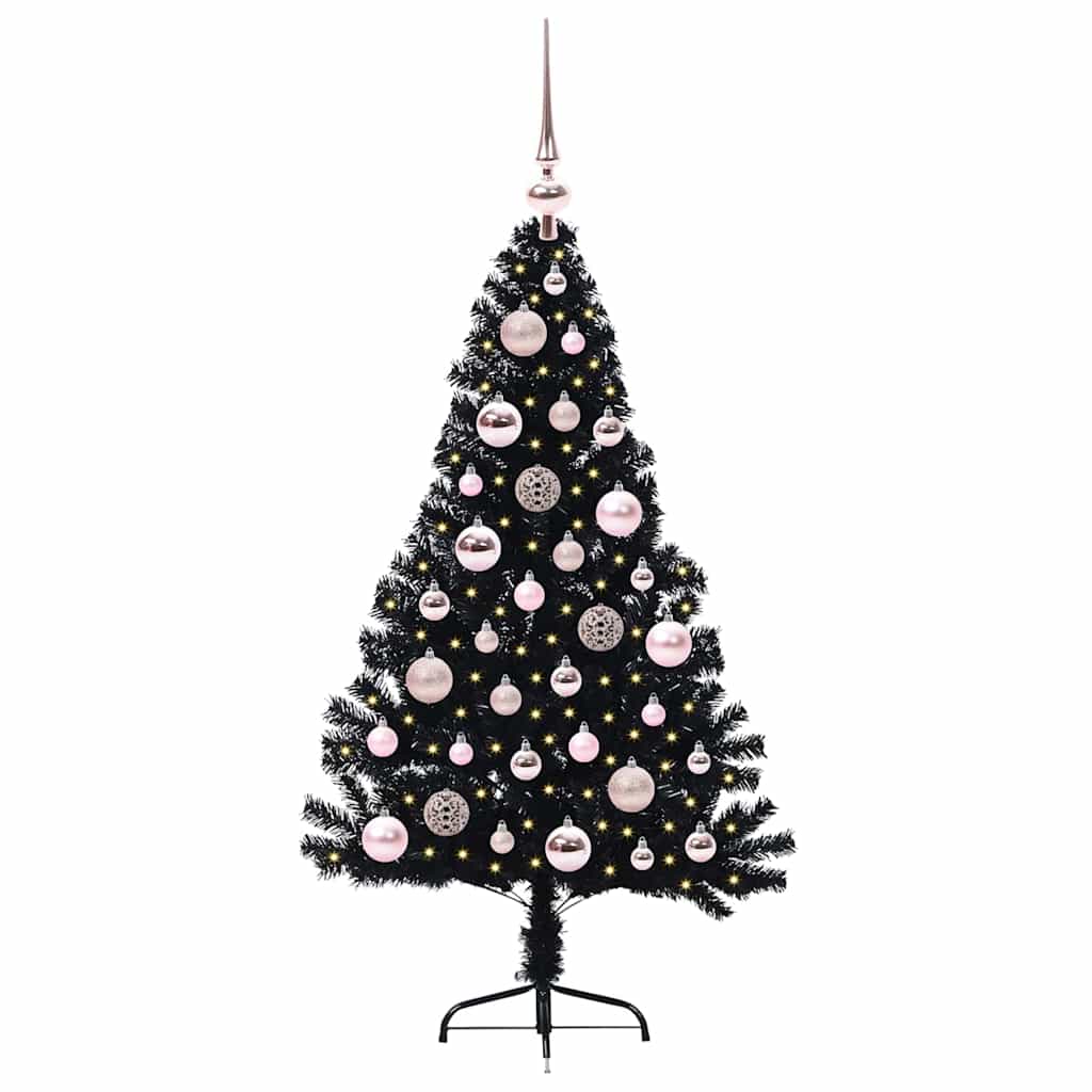 Sapin de Noël artificiel pré-éclairé Noir 120 cm PVC - XIOS