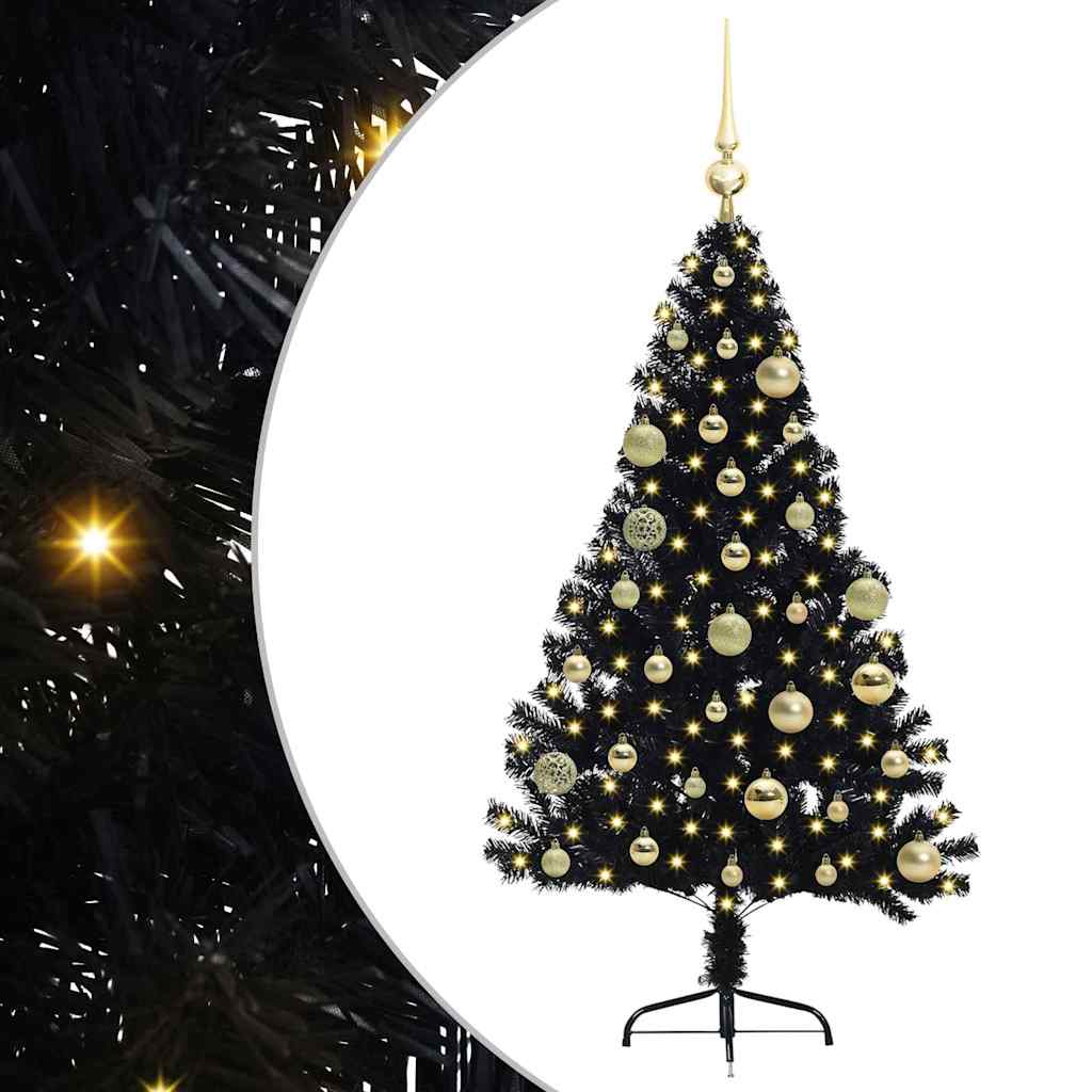 Sapin de Noël artificiel pré-éclairé Noir 120 cm PVC - XIOS