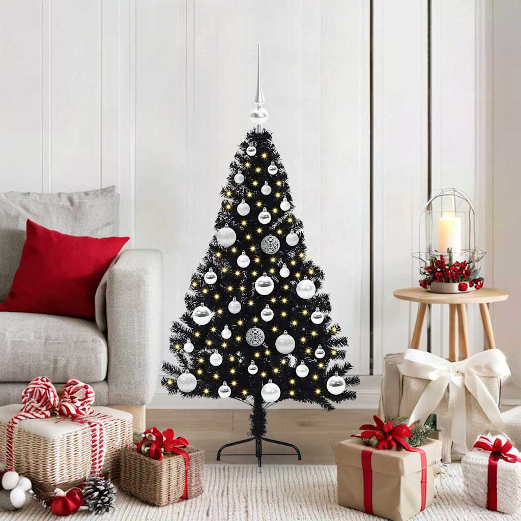 Sapin de Noël artificiel pré-éclairé Noir 120 cm PVC - XIOS