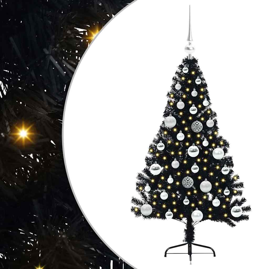 Sapin de Noël artificiel pré-éclairé Noir 120 cm PVC - XIOS